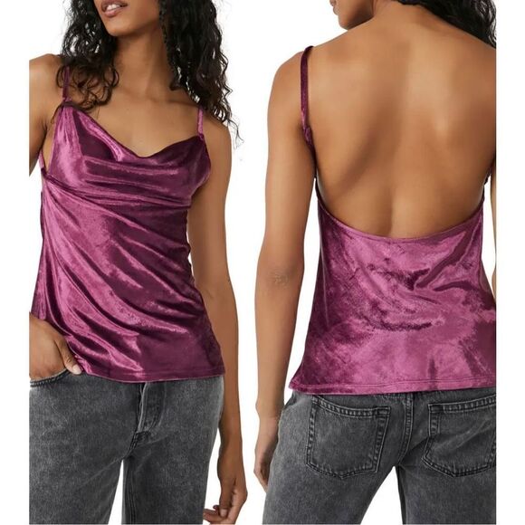 Free People Intimately Women's Backless All Night Velvet Fig Jam Tunic S NWT - Picture 2 of 7